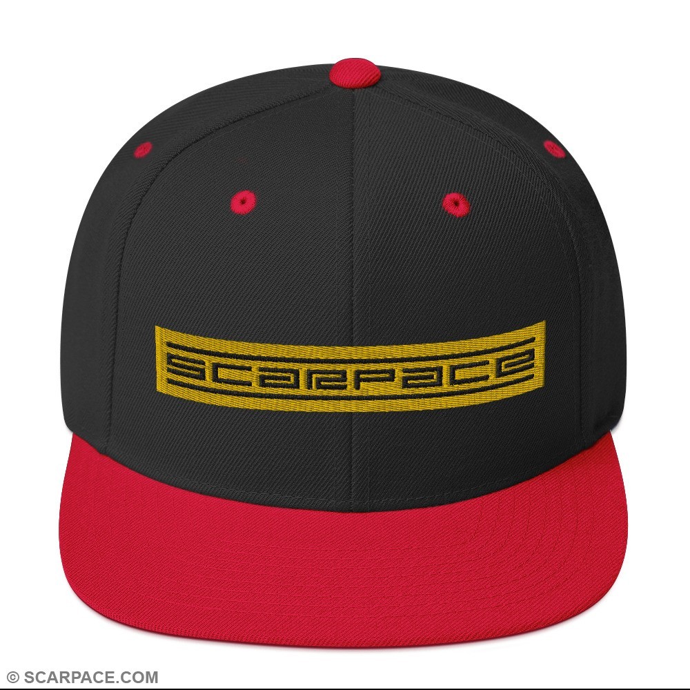 Snapback Hat, Embroidered Gold Text Logo (Scarpace Essential)