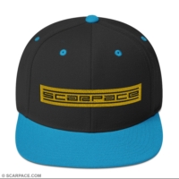 Snapback Hat, Embroidered Gold Text Logo (Scarpace Essential)