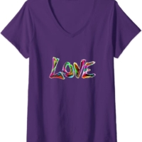 Womens Love in Rainbow Color Faith Graphic Womens Mens Kids V-Neck T-Shirt