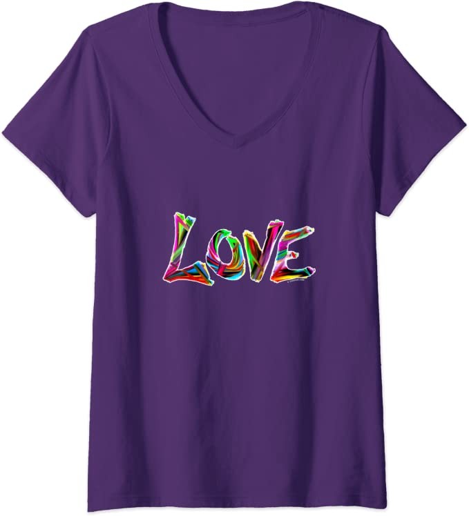 Womens Love in Rainbow Color Faith Graphic Womens Mens Kids V-Neck T-Shirt
