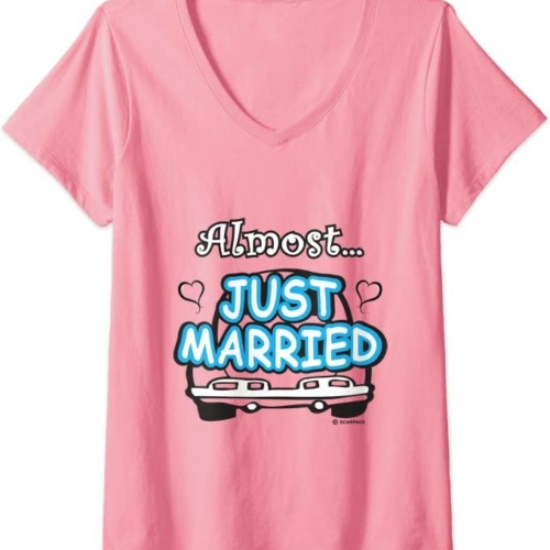 Womens Almost Just Married Bachelorette Party Bride To Be V-Neck T-Shirt