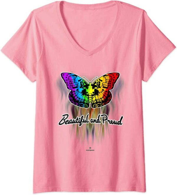Womens YES you are BEAUTIFUL no matter what; so be PROUD and HAPPY V-Neck T-Shirt