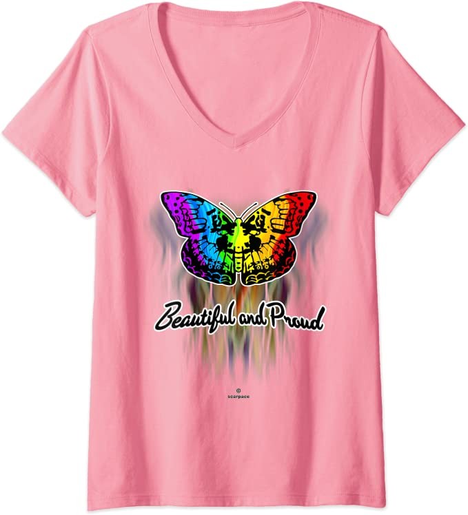 Womens YES you are BEAUTIFUL no matter what; so be PROUD and HAPPY V-Neck T-Shirt
