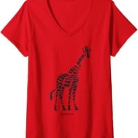 Womens Stand Tall and Naturally Pretty Giraffe V-Neck T-Shirt