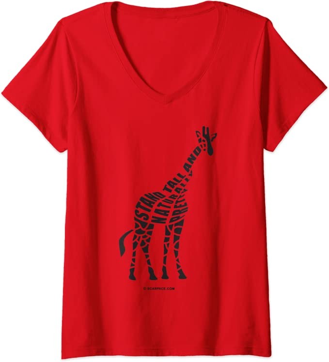 Womens Stand Tall and Naturally Pretty Giraffe V-Neck T-Shirt